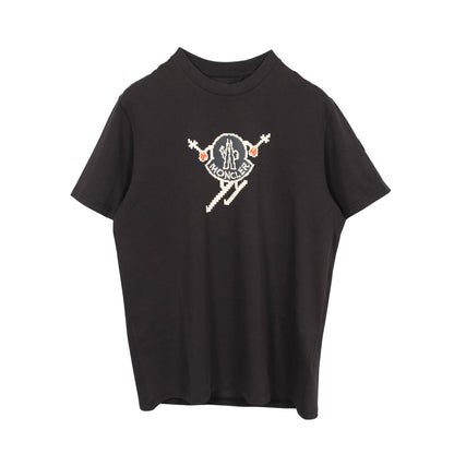 ロゴプリント クルーネック 半袖Tシャツ コットン ブラック モンクレール トップス MONCLER