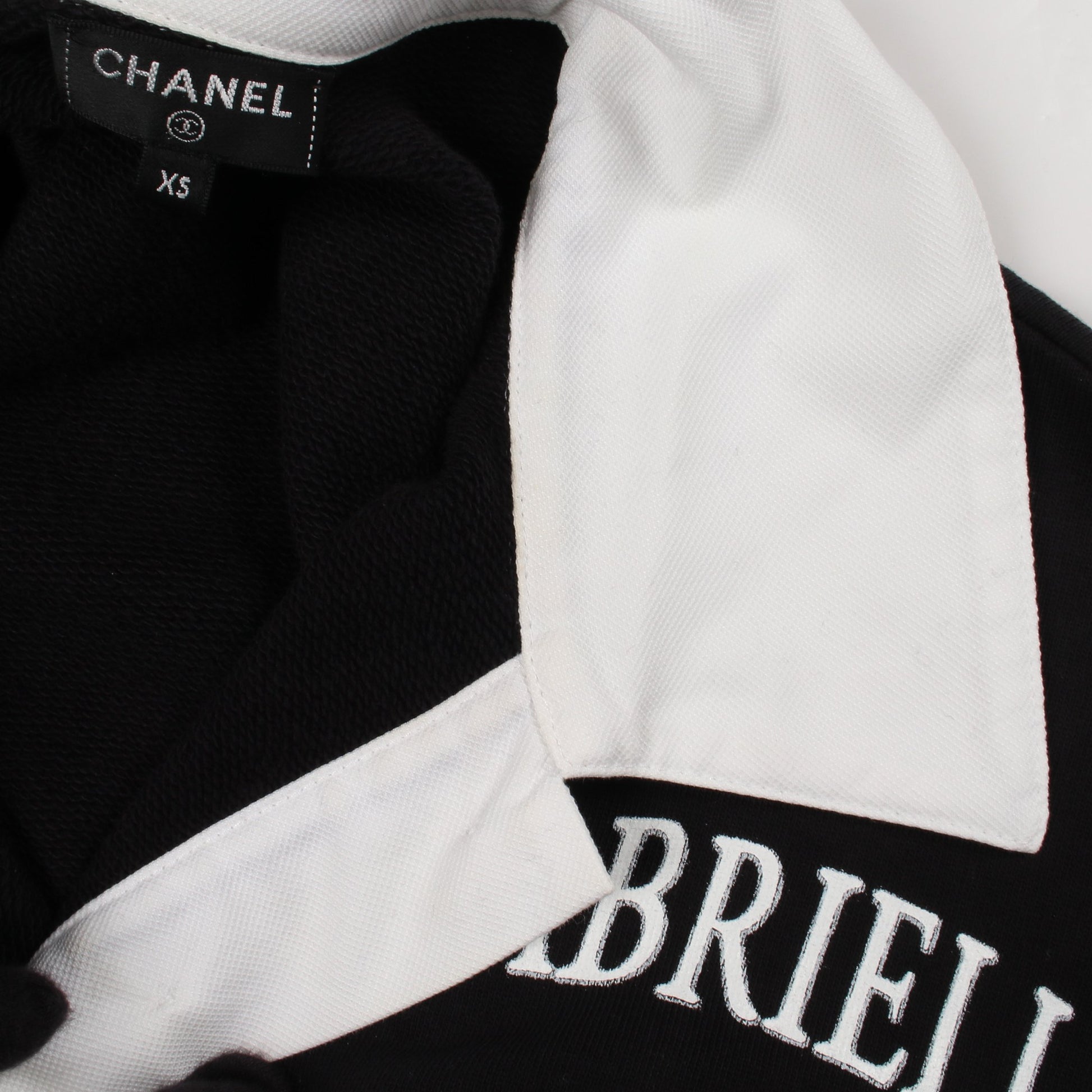 ロングスリーブ スウェット ポロシャツ コットン スパンコール ラインストーン ブラック ホワイト シャネル トップス CHANEL