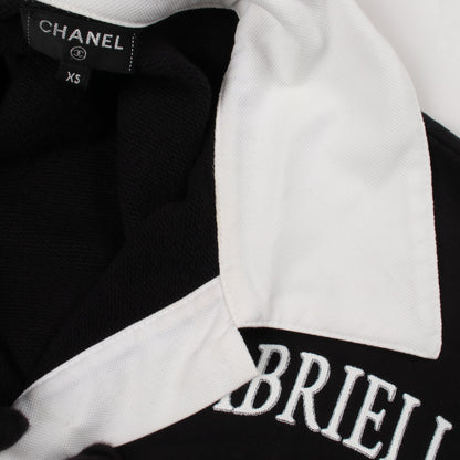 ロングスリーブ スウェット ポロシャツ コットン スパンコール ラインストーン ブラック ホワイト シャネル トップス CHANEL