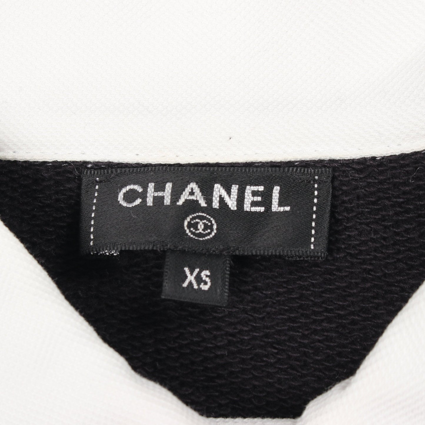 ロングスリーブ スウェット ポロシャツ コットン スパンコール ラインストーン ブラック ホワイト シャネル トップス CHANEL
