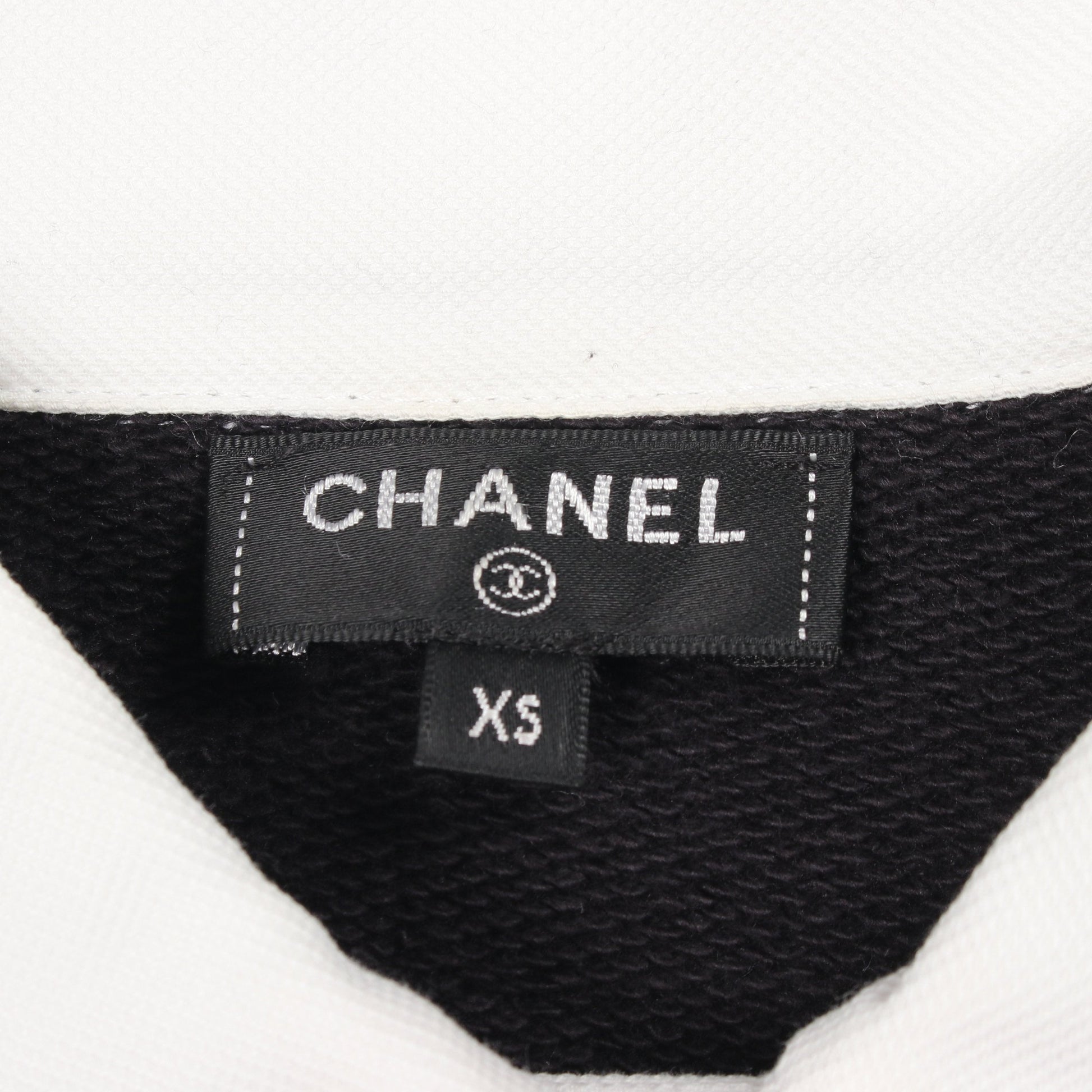 ロングスリーブ スウェット ポロシャツ コットン スパンコール ラインストーン ブラック ホワイト シャネル トップス CHANEL