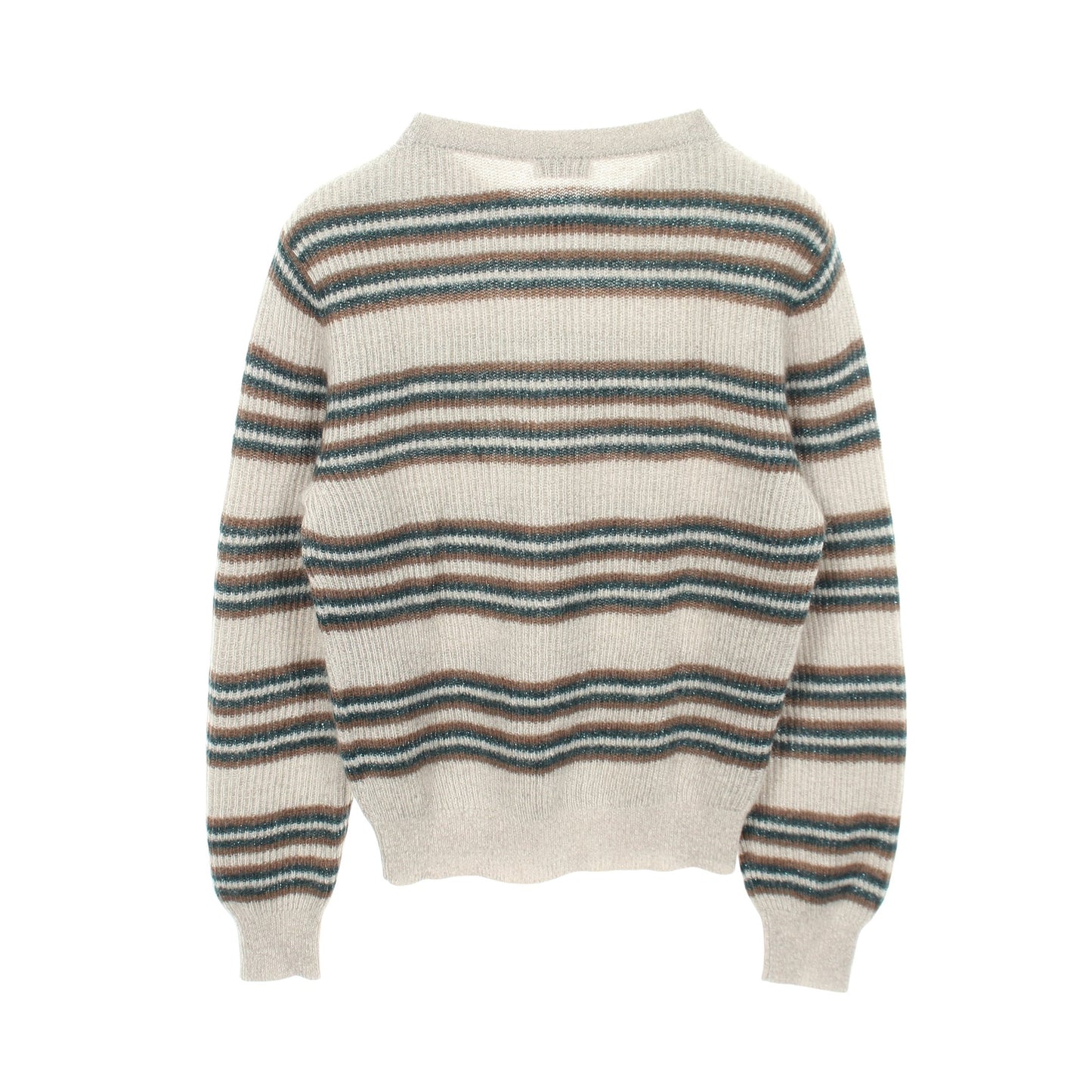 ボーダー クルーネック ニット モヘヤ ウール グレー グリーン ブラウン ブルネロクチネリ トップス BRUNELLO CUCINELLI