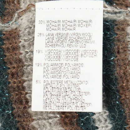 ボーダー クルーネック ニット モヘヤ ウール グレー グリーン ブラウン ブルネロクチネリ トップス BRUNELLO CUCINELLI