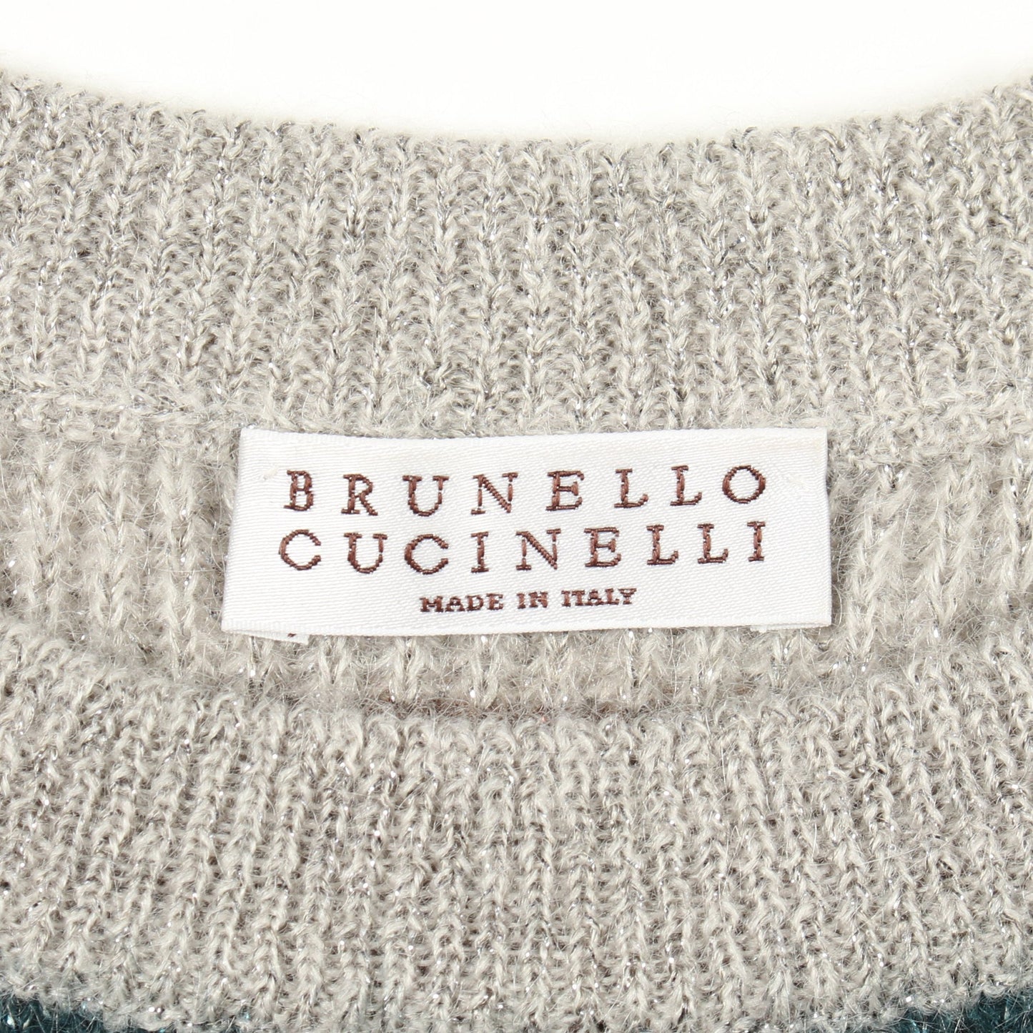 ボーダー クルーネック ニット モヘヤ ウール グレー グリーン ブラウン ブルネロクチネリ トップス BRUNELLO CUCINELLI