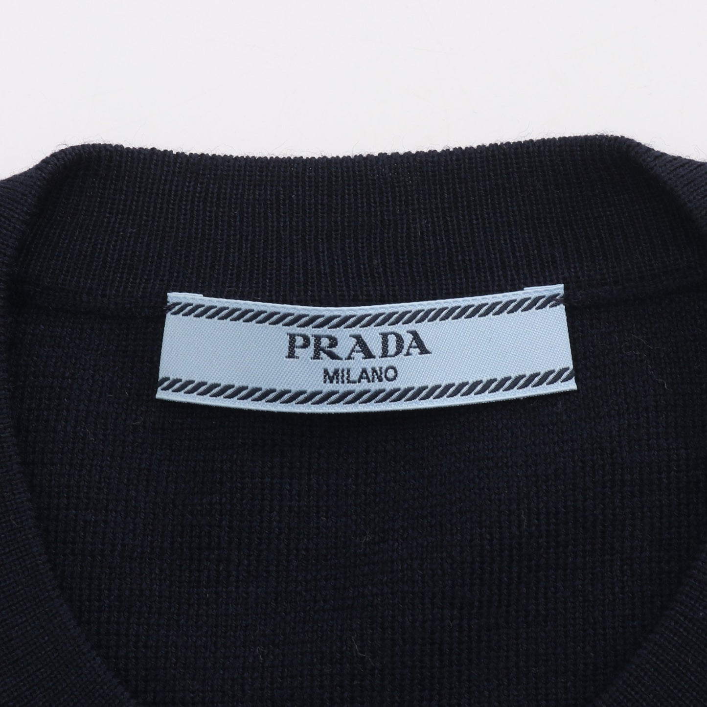 ストライプ セーター マリンボーダー ニット ウール ネイビー ホワイト プラダ トップス PRADA