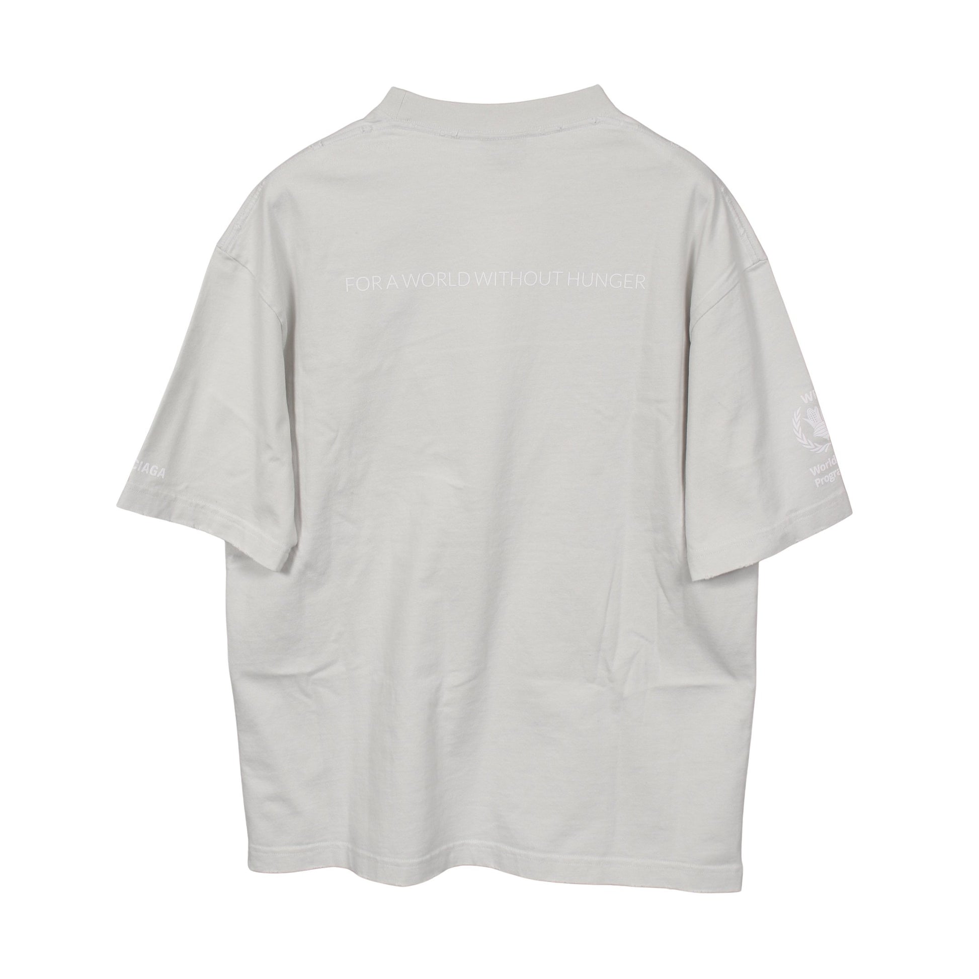 BALENCIAGA × WFP ダメージ加工 クルーネック Tシャツ 半袖Tシャツ コットン ライトブルー バレンシアガ トップス BALENCIAGA