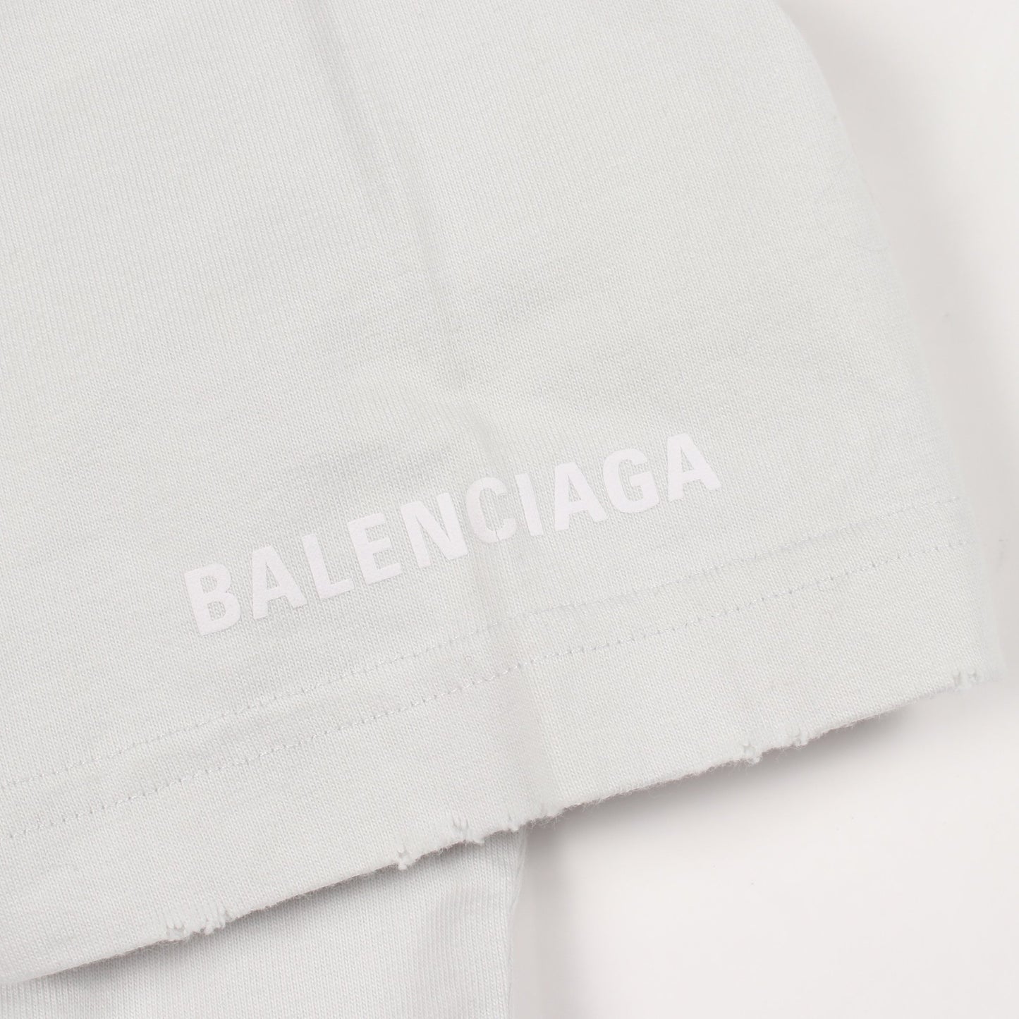 BALENCIAGA × WFP ダメージ加工 クルーネック Tシャツ 半袖Tシャツ コットン ライトブルー バレンシアガ トップス BALENCIAGA