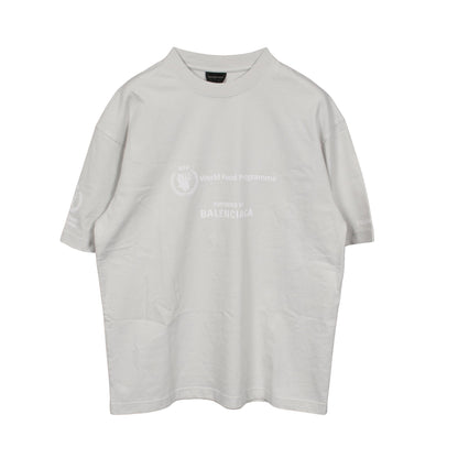 BALENCIAGA × WFP ダメージ加工 クルーネック Tシャツ 半袖Tシャツ コットン ライトブルー バレンシアガ トップス BALENCIAGA