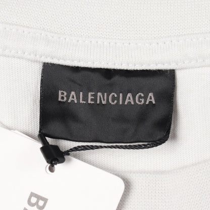 BALENCIAGA × WFP ダメージ加工 クルーネック Tシャツ 半袖Tシャツ コットン ライトブルー バレンシアガ トップス BALENCIAGA