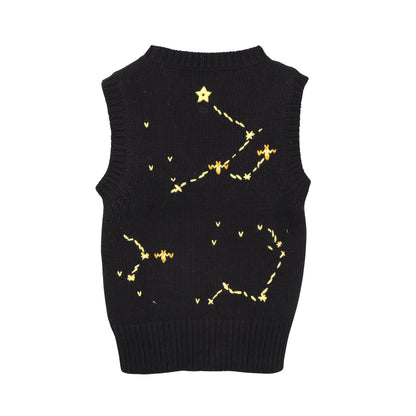 星座 ニット ベスト ウール カシミヤ ブラック ライトブルー イエロー クリスチャンディオール トップス Christian Dior