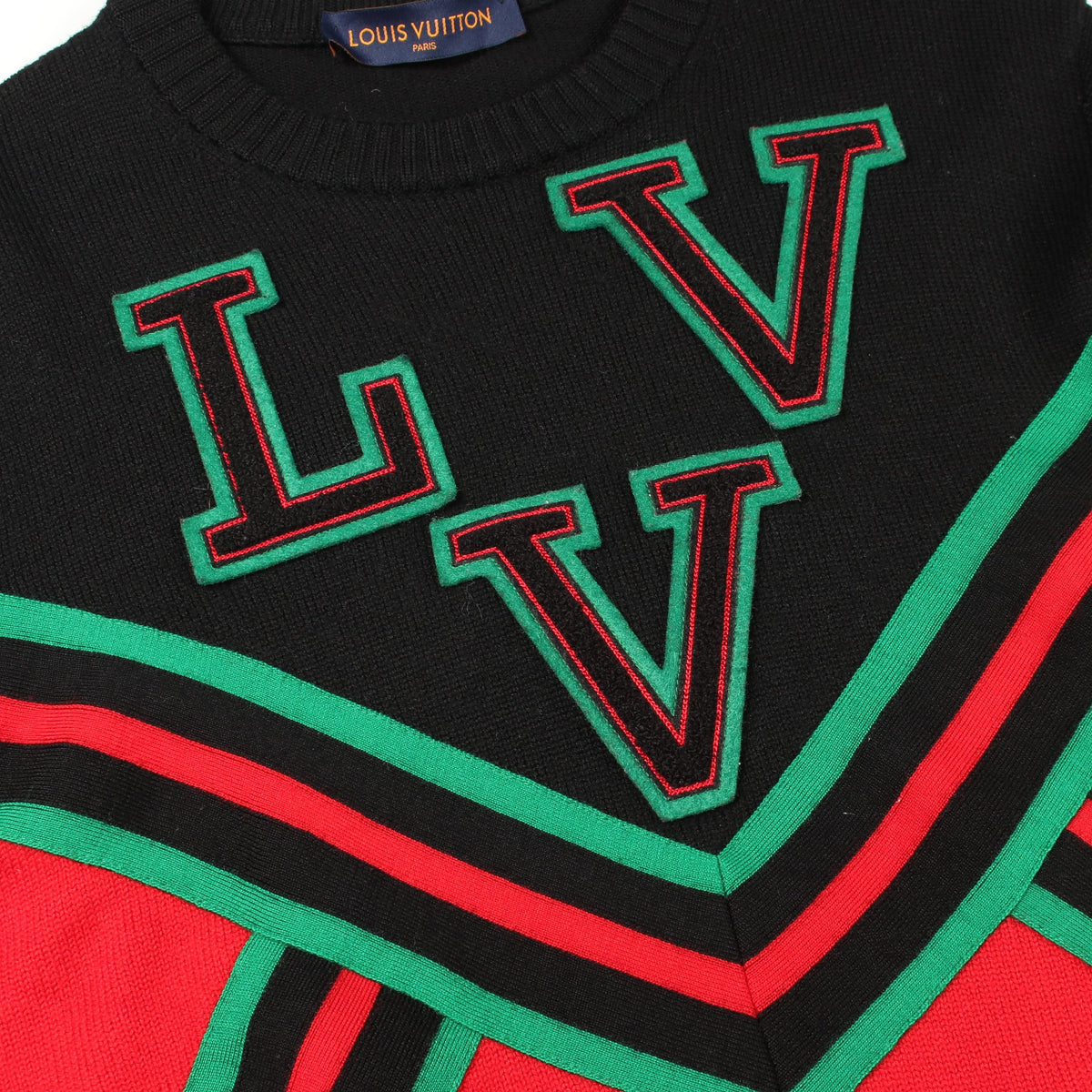 LVVスポーツチーム クルーネック ニット ウール レッド ブラック グリーン ルイヴィトン トップス LOUIS VUITTON