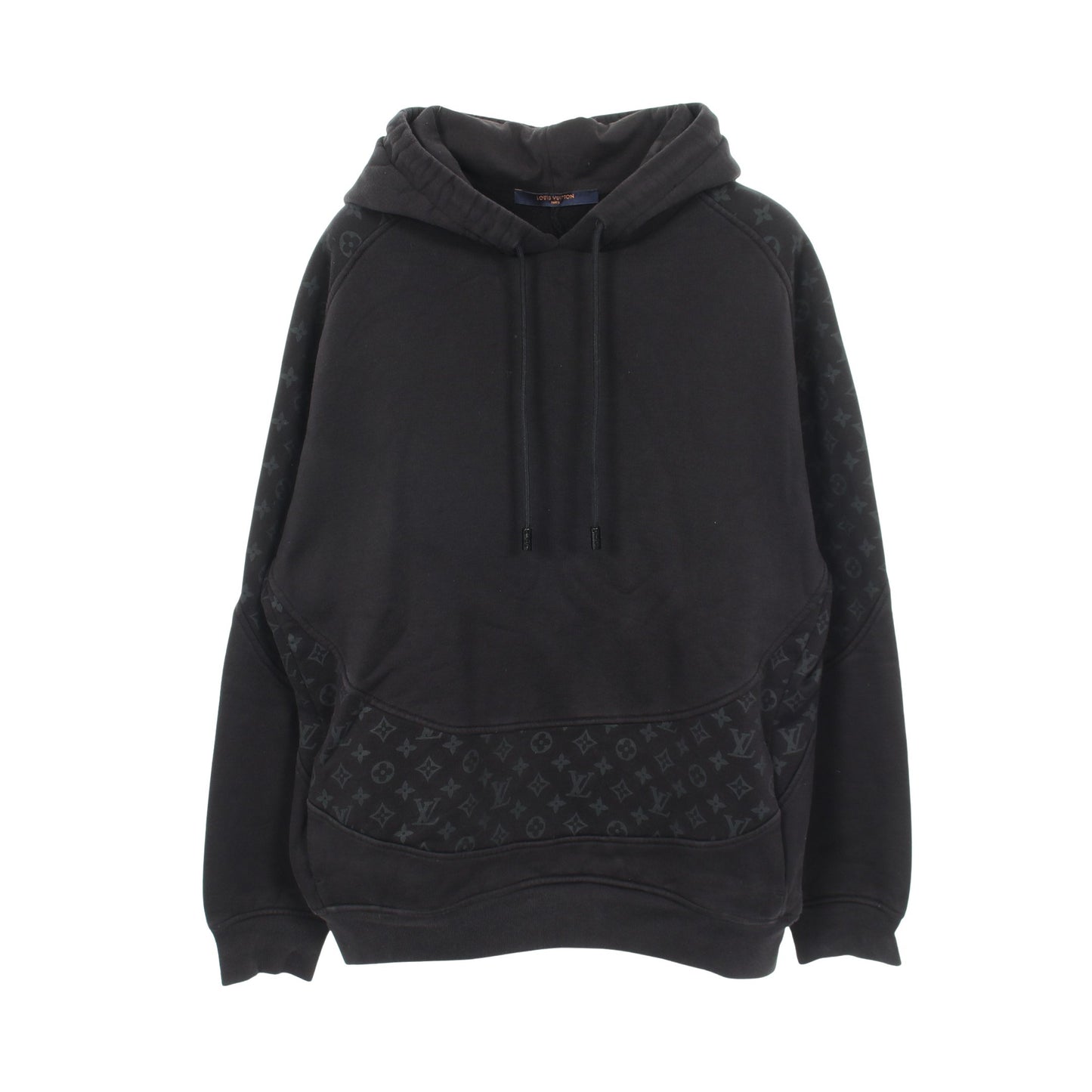 サークルカット スウェット モノグラム プルオーバーパーカー コットン ブラック ルイヴィトン トップス LOUIS VUITTON