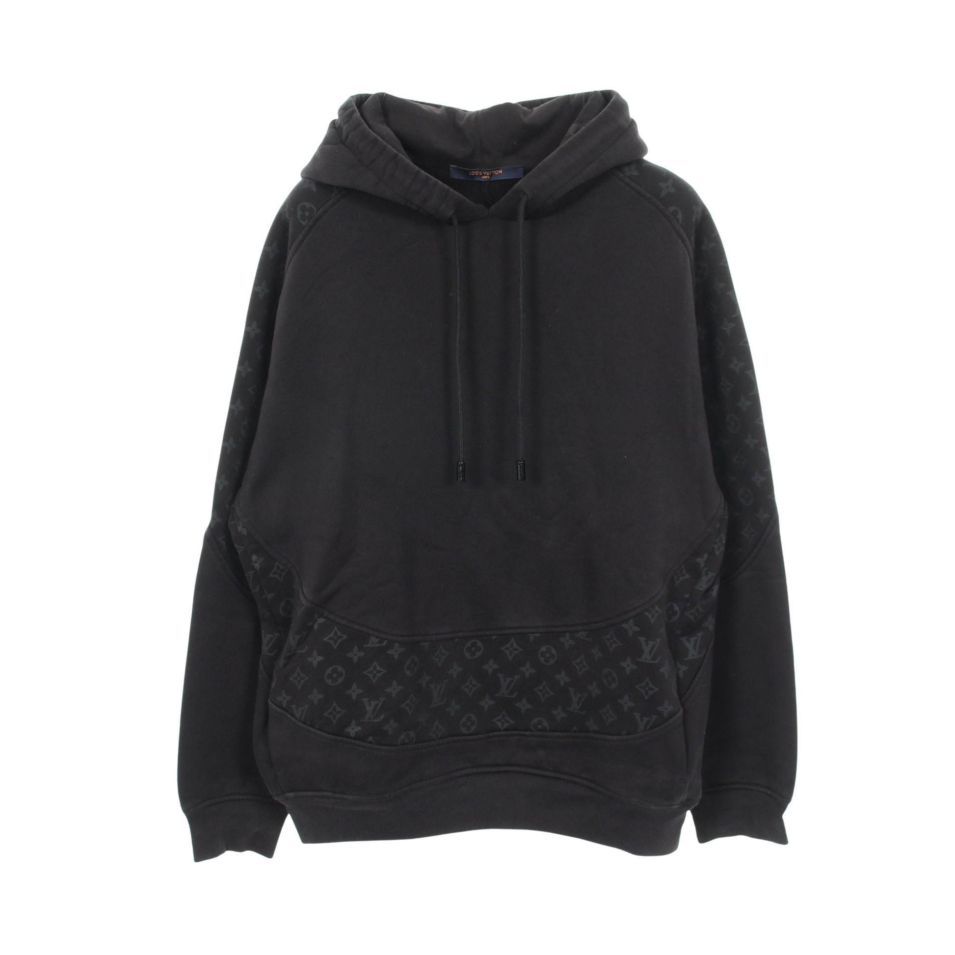 サークルカット スウェット モノグラム プルオーバーパーカー コットン ブラック ルイヴィトン トップス LOUIS VUITTON