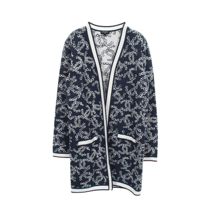 ココマーク ロング カーディガン コットン ネイビー オフホワイト シャネル トップス CHANEL