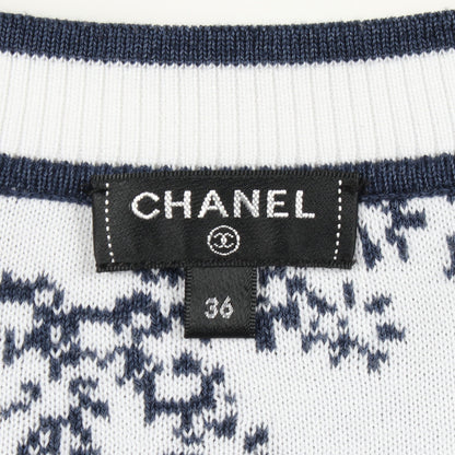 ココマーク ロング カーディガン コットン ネイビー オフホワイト シャネル トップス CHANEL