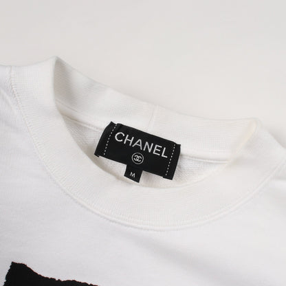 ココマーク カメリヤ スウェットシャツ コットン ラインストーン スパンコール ホワイト ブラック シャネル トップス CHANEL