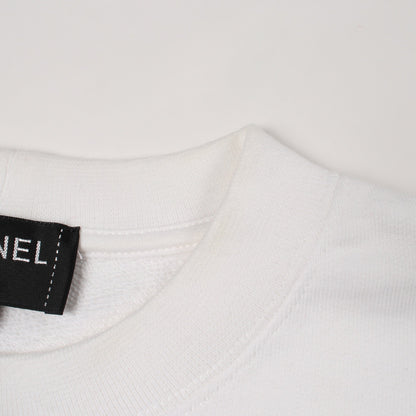 ココマーク カメリヤ スウェットシャツ コットン ラインストーン スパンコール ホワイト ブラック シャネル トップス CHANEL