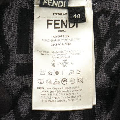 FFロゴ 総柄 クルーネック ニット ウール ブラック グレー フェンディ トップス FENDI