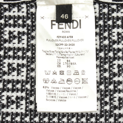FF柄 クルーネック ニット レーヨン ホワイト ブラック フェンディ トップス FENDI