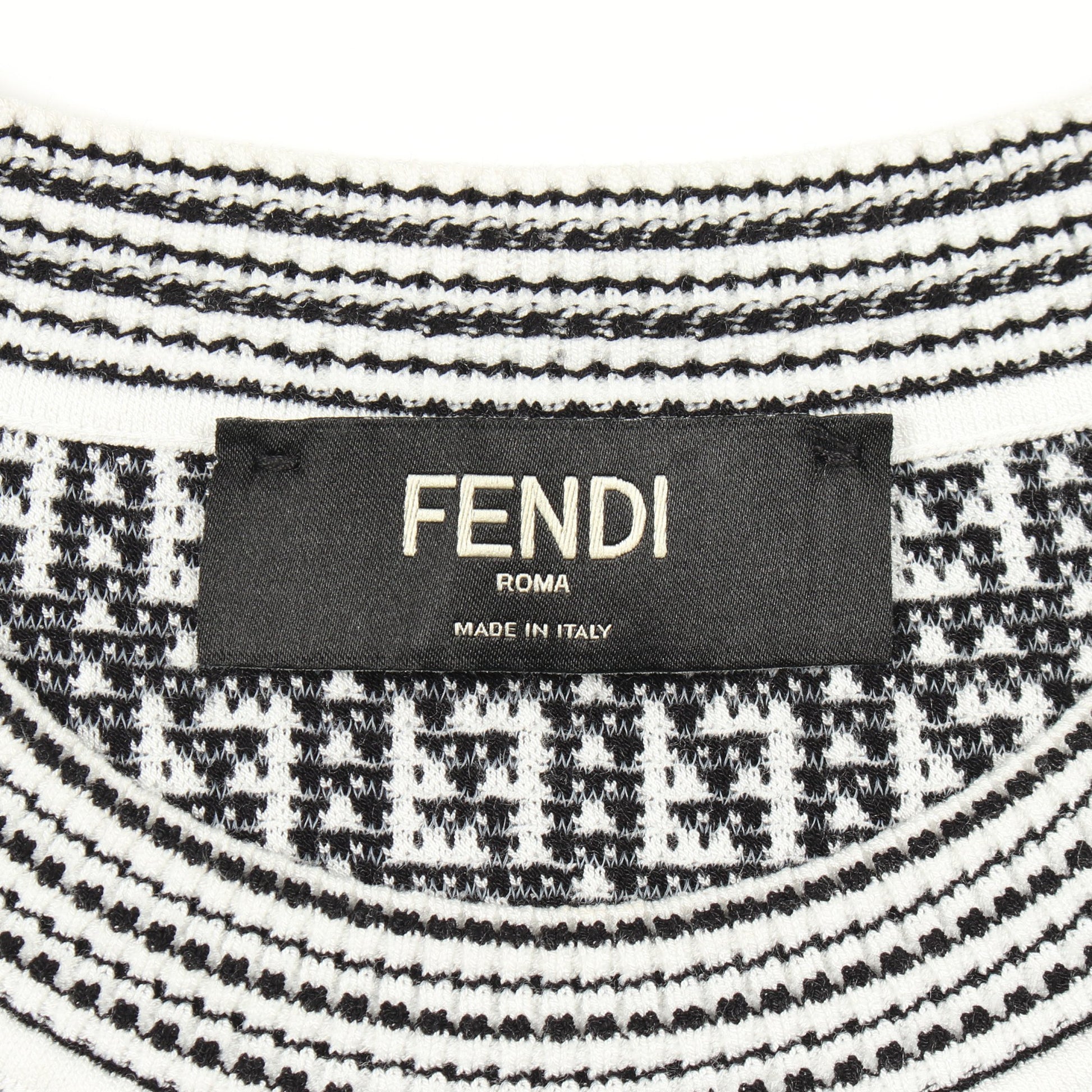 FF柄 クルーネック ニット レーヨン ホワイト ブラック フェンディ トップス FENDI
