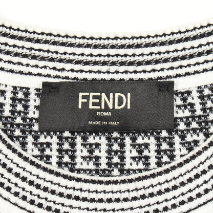 FF柄 クルーネック ニット レーヨン ホワイト ブラック フェンディ トップス FENDI