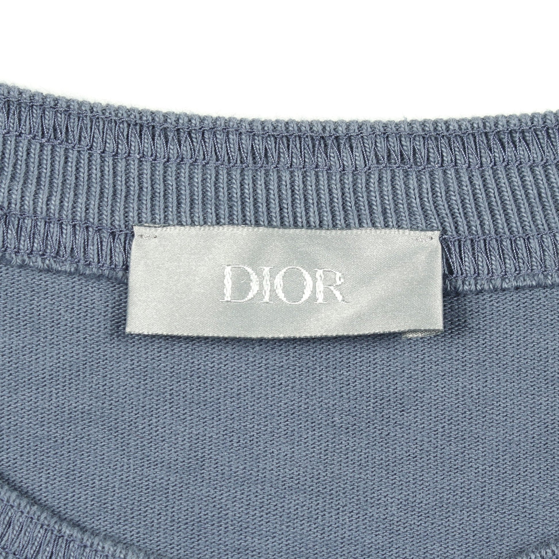 DIOR × STONE ISLAND ロゴ刺繍 半袖Tシャツ コットン ブルーグレー ディオール トップス DIOR