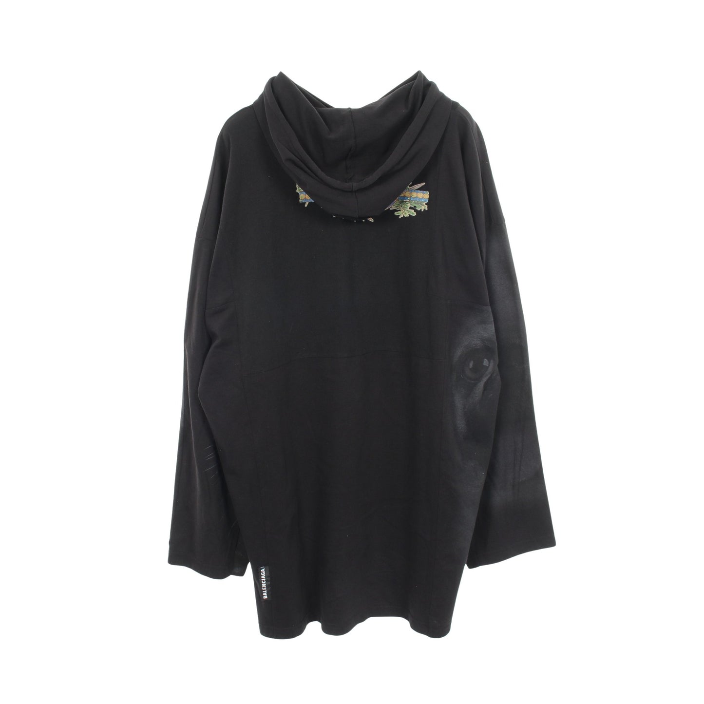 ドッキング ロング丈 プリント プルオーバーパーカー コットン ブラック マルチカラー バレンシアガ トップス BALENCIAGA