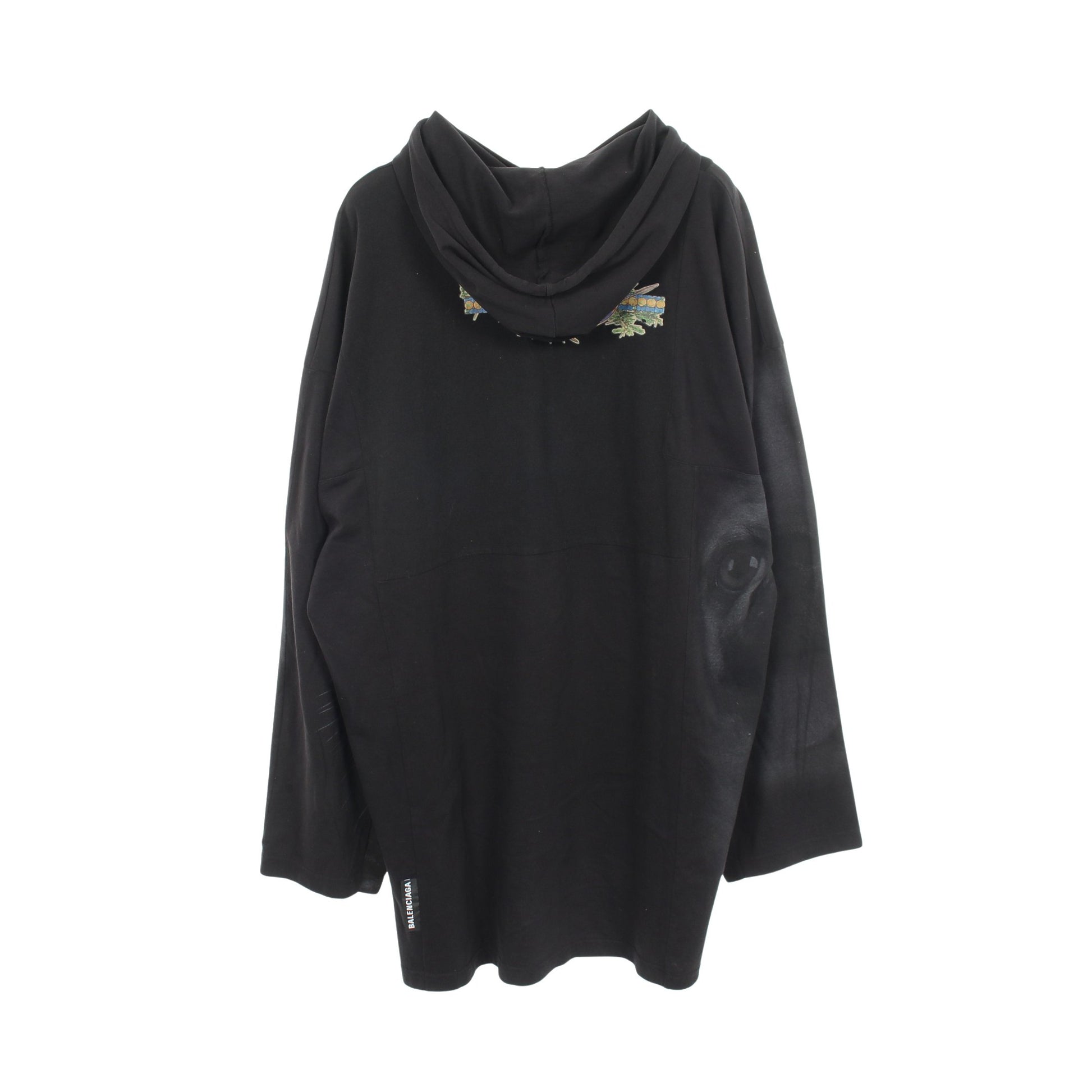 ドッキング ロング丈 プリント プルオーバーパーカー コットン ブラック マルチカラー バレンシアガ トップス BALENCIAGA