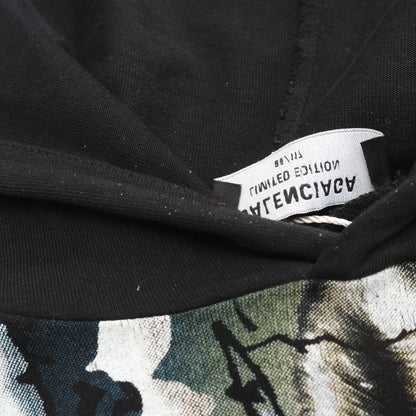 ドッキング ロング丈 プリント プルオーバーパーカー コットン ブラック マルチカラー バレンシアガ トップス BALENCIAGA