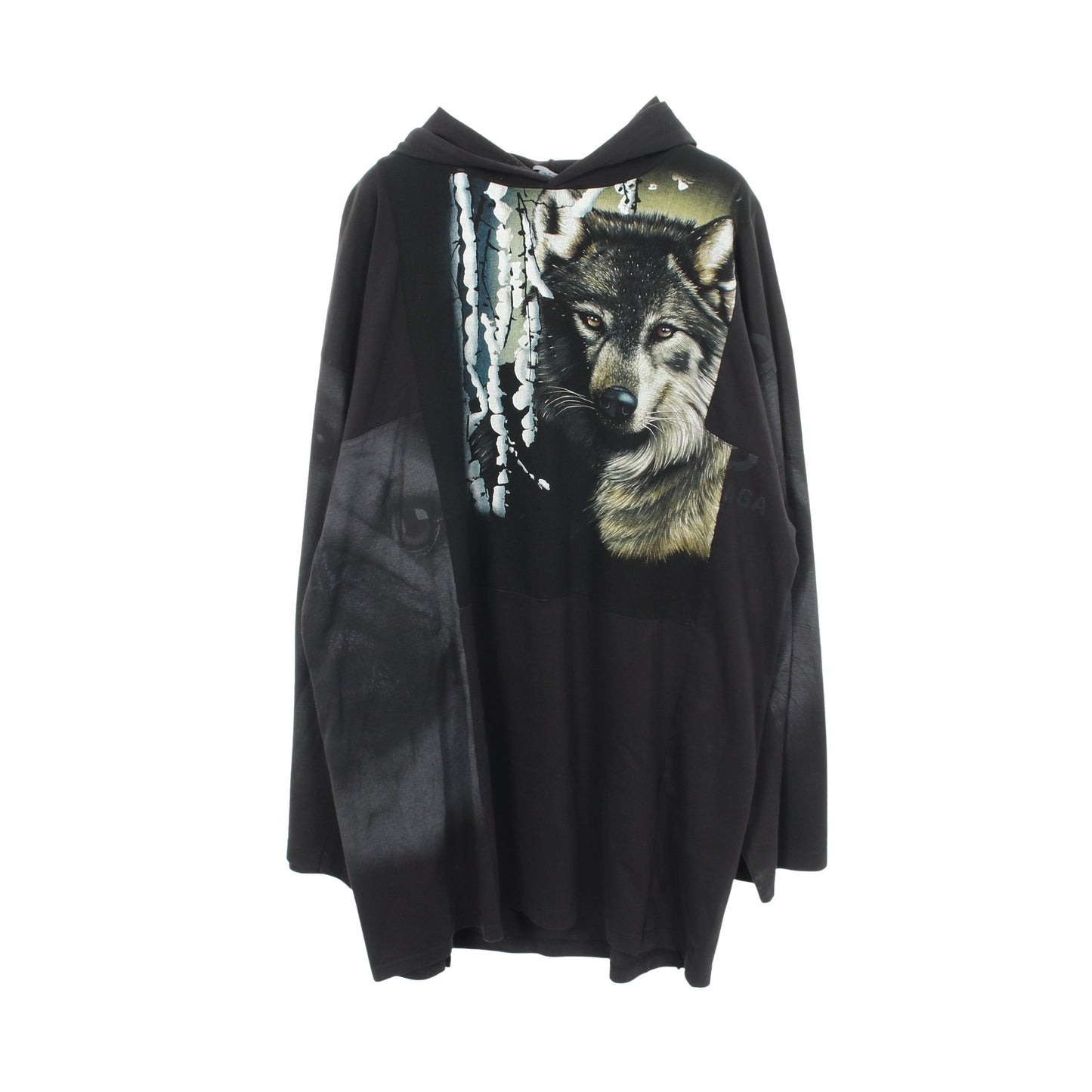 ドッキング ロング丈 プリント プルオーバーパーカー コットン ブラック マルチカラー バレンシアガ トップス BALENCIAGA
