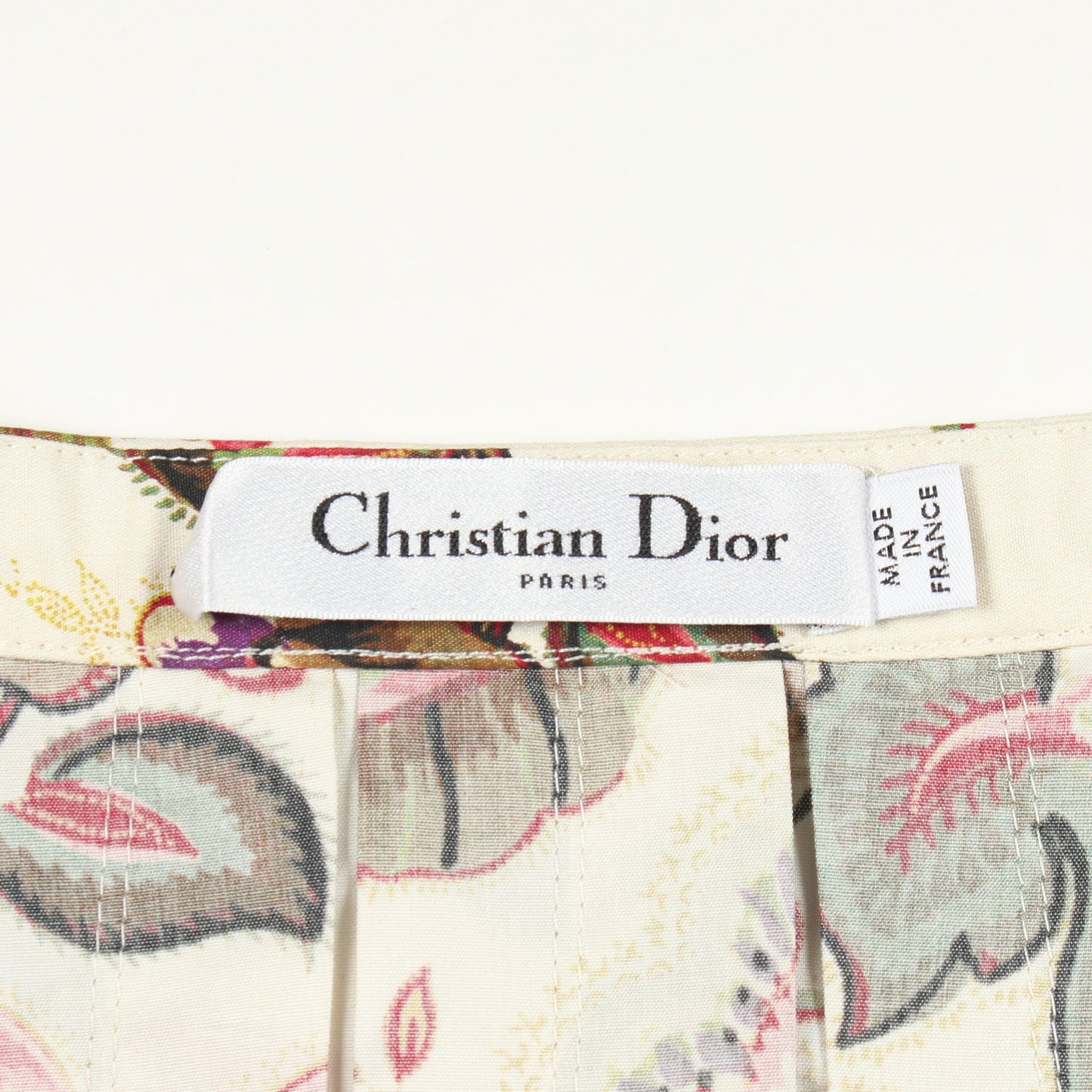 花柄 プリーツ スカート コットン シルク オフホワイト マルチカラー クリスチャンディオール ボトムス Christian Dior