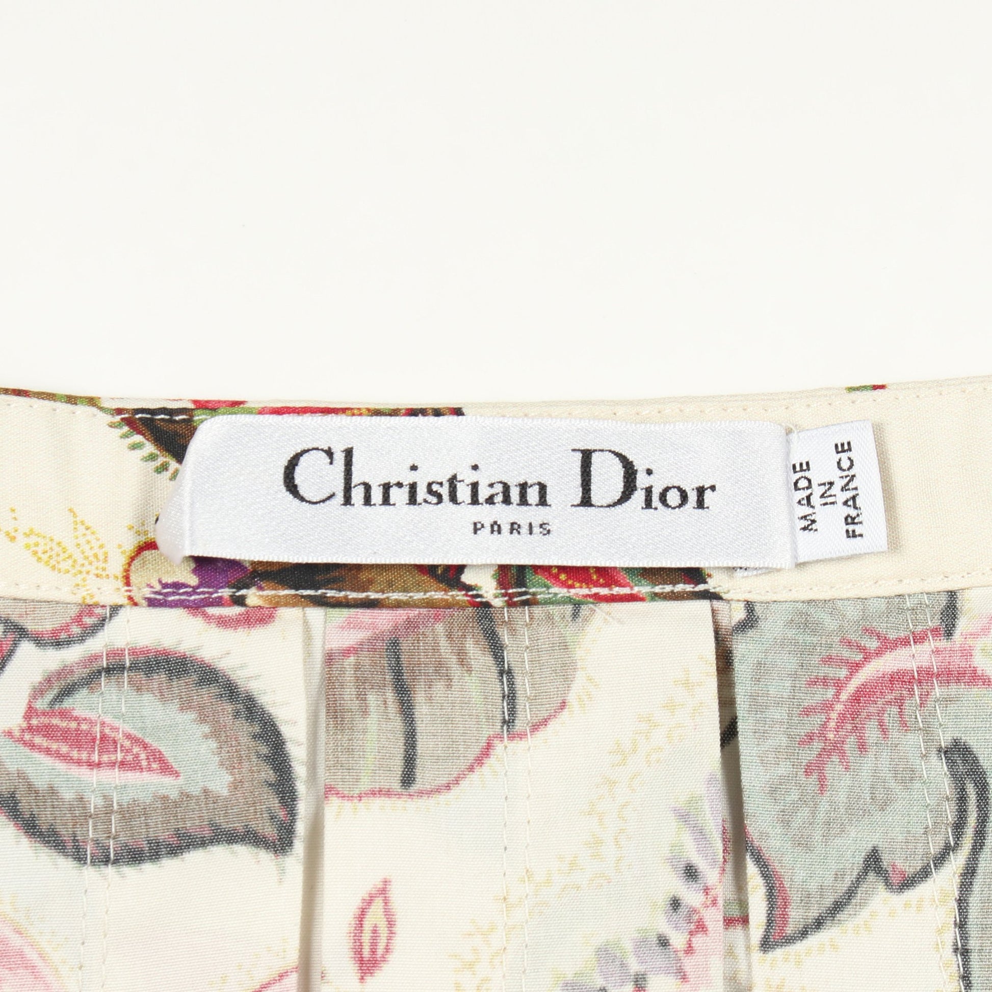 花柄 プリーツ スカート コットン シルク オフホワイト マルチカラー クリスチャンディオール ボトムス Christian Dior
