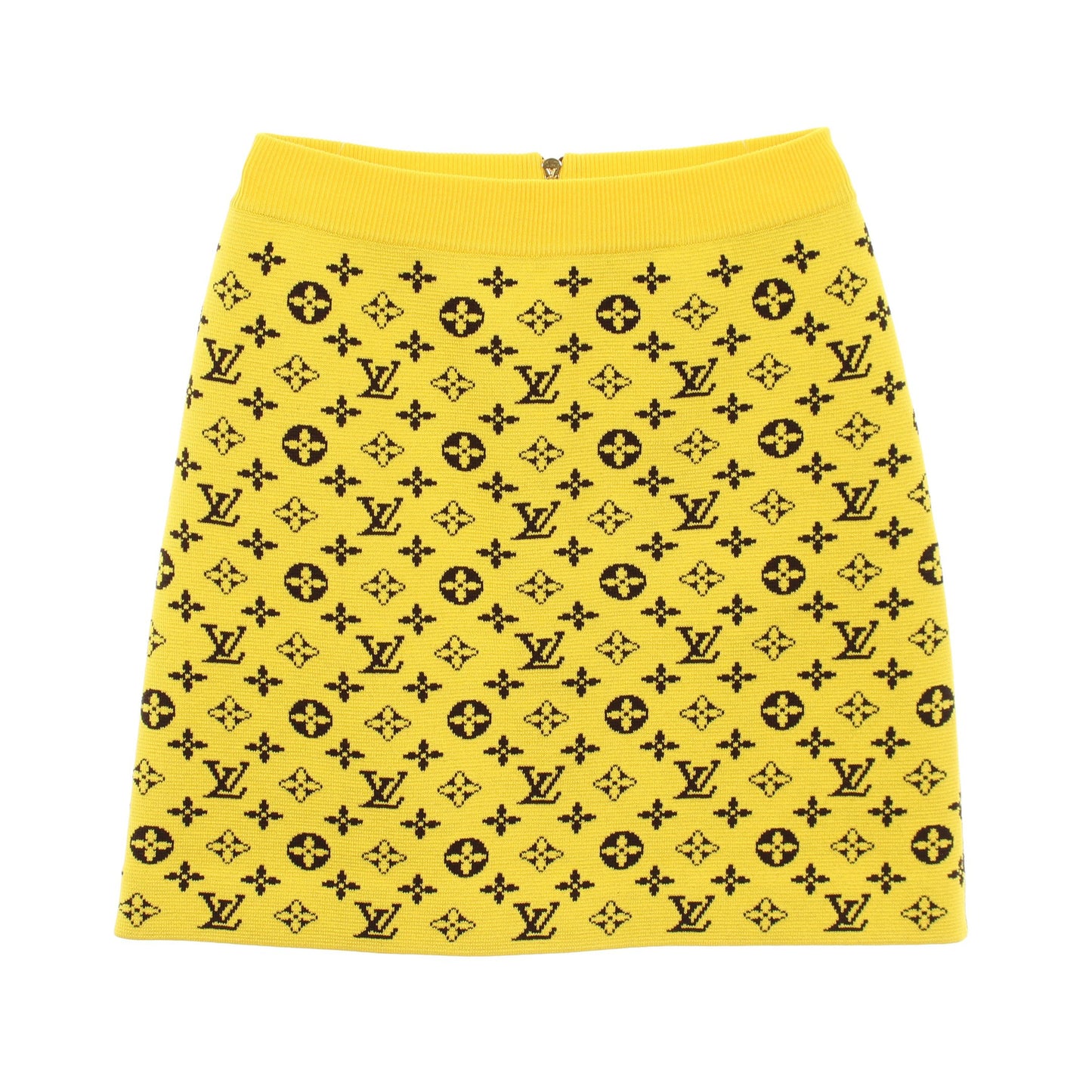 モノグラム ニット スカート ウール コットン イエロー ブラウン ルイヴィトン ボトムス LOUIS VUITTON