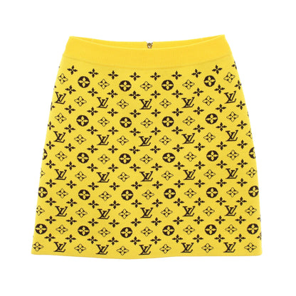 モノグラム ニット スカート ウール コットン イエロー ブラウン ルイヴィトン ボトムス LOUIS VUITTON
