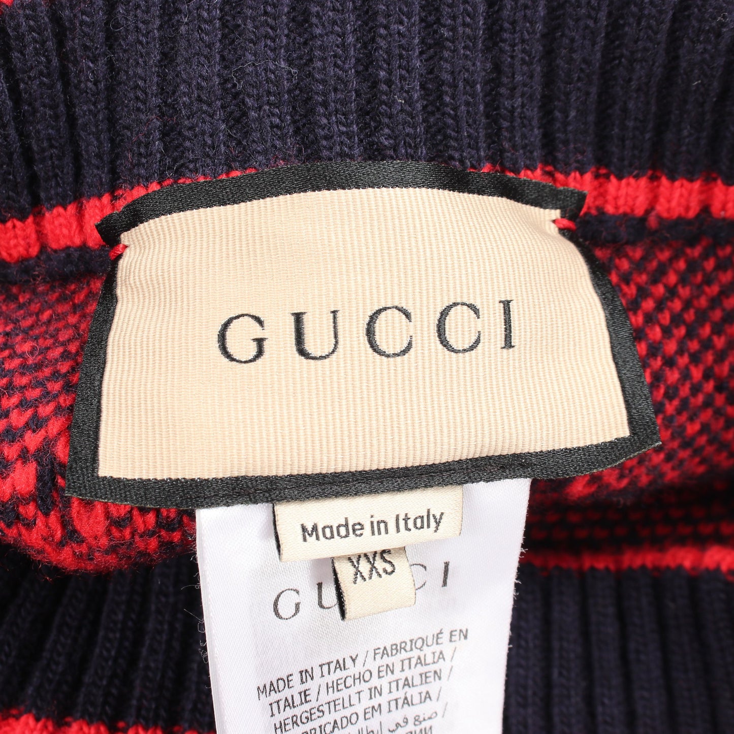 GGウール ブークレ ジャカード スカート ウール ネイビー レッド グッチ ボトムス GUCCI