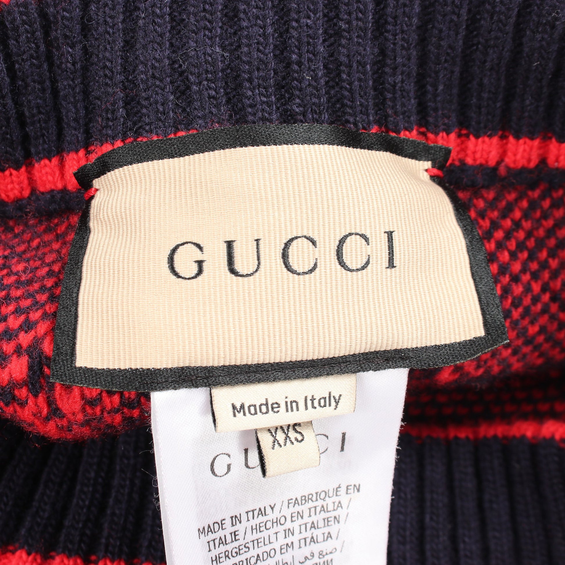 GGウール ブークレ ジャカード スカート ウール ネイビー レッド グッチ ボトムス GUCCI