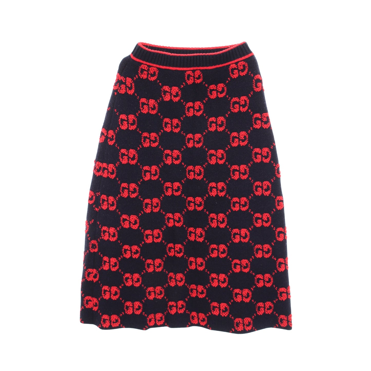 GGウール ブークレ ジャカード スカート ウール ネイビー レッド グッチ ボトムス GUCCI