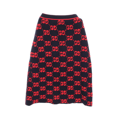GGウール ブークレ ジャカード スカート ウール ネイビー レッド グッチ ボトムス GUCCI