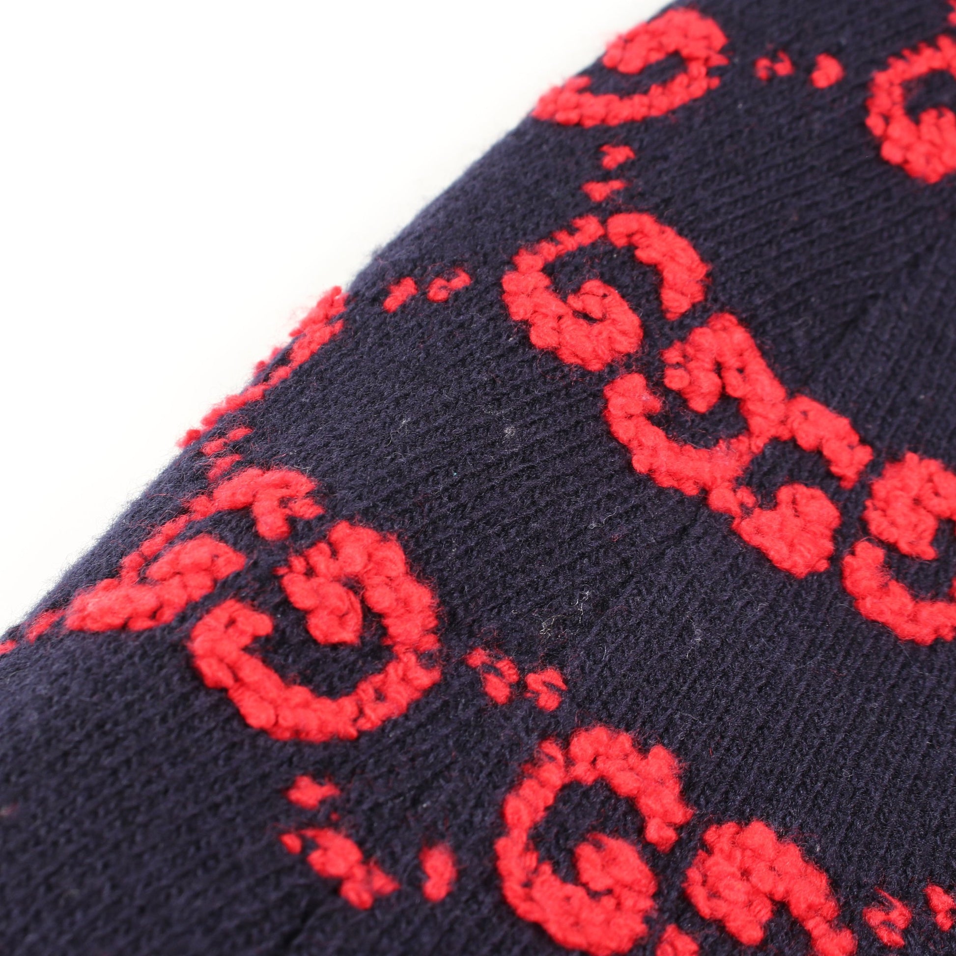 GGウール ブークレ ジャカード スカート ウール ネイビー レッド グッチ ボトムス GUCCI