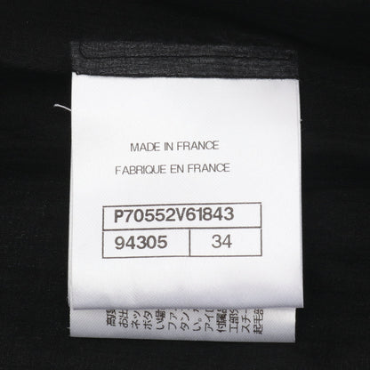 ココマークボタン リボン 長袖 ツイード ワンピース ナイロン シルク ブラック シャネル ワンピース CHANEL