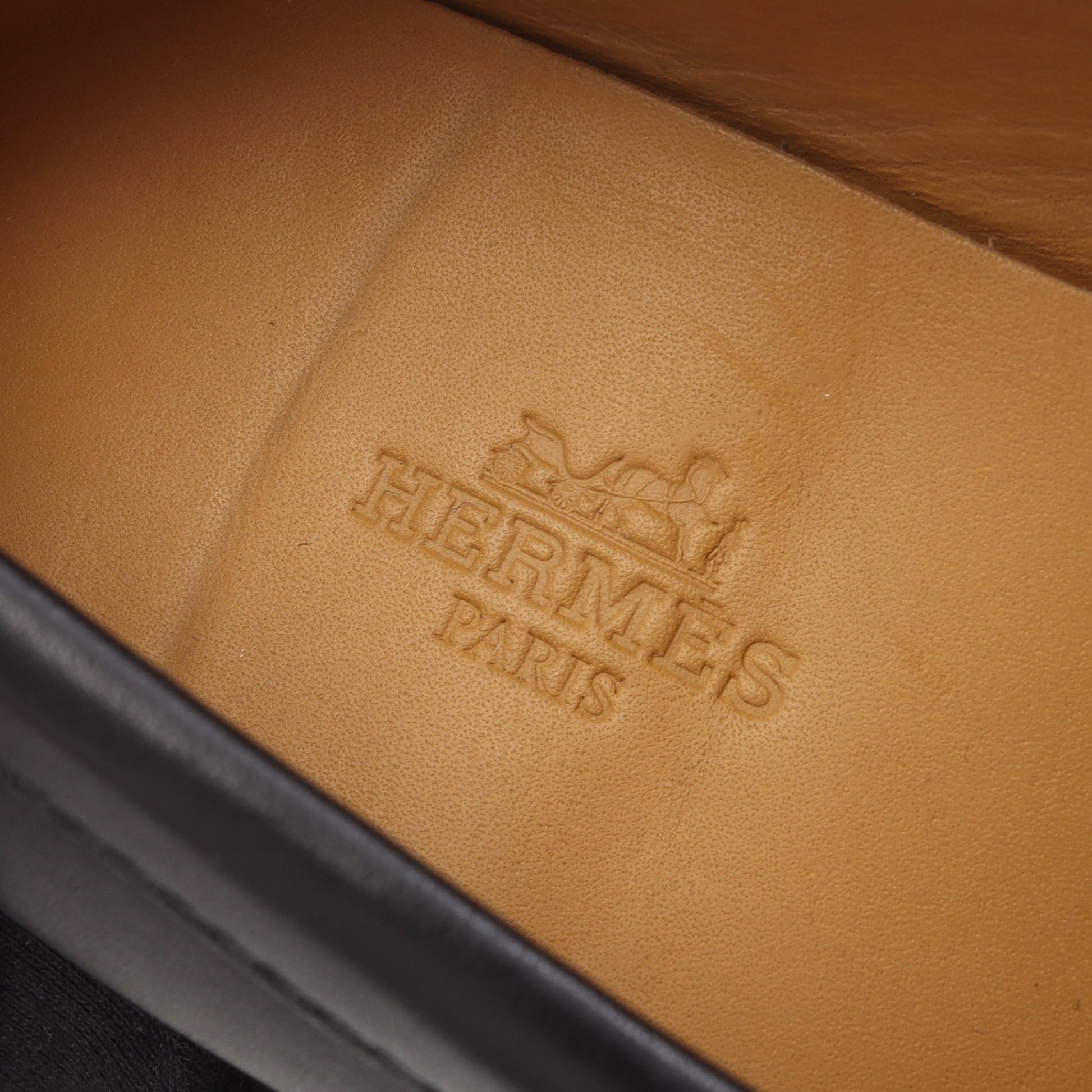 厚底 ローファー レザー ブラック エルメス シューズ HERMES