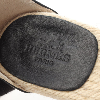 アンクルストラップ ウェッジ サンダル レザー ブラック エルメス シューズ HERMES
