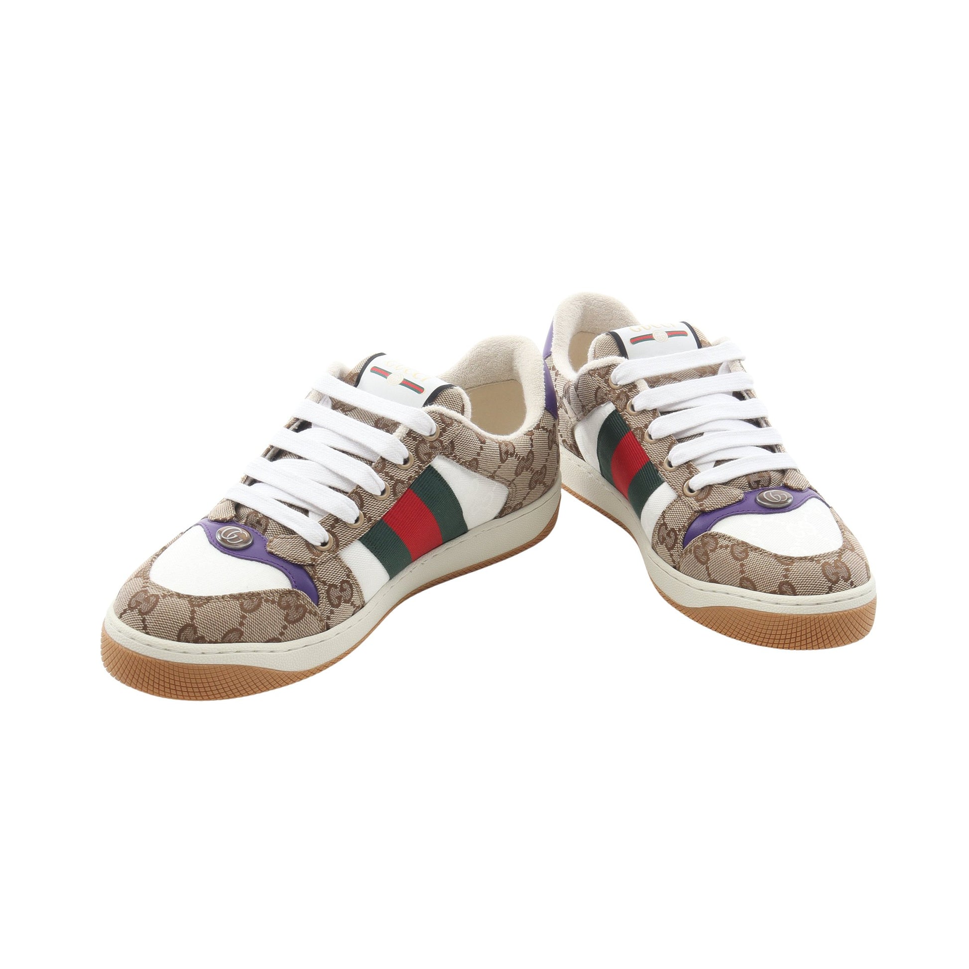 スクリーナー GGキャンバス シェリーライン スニーカー キャンバス ベージュ ブラウン マルチカラー グッチ シューズ GUCCI