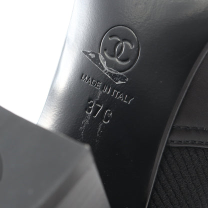 ココマーク アンクル ブーツ レザー エナメルレザー ブラック シャネル シューズ CHANEL