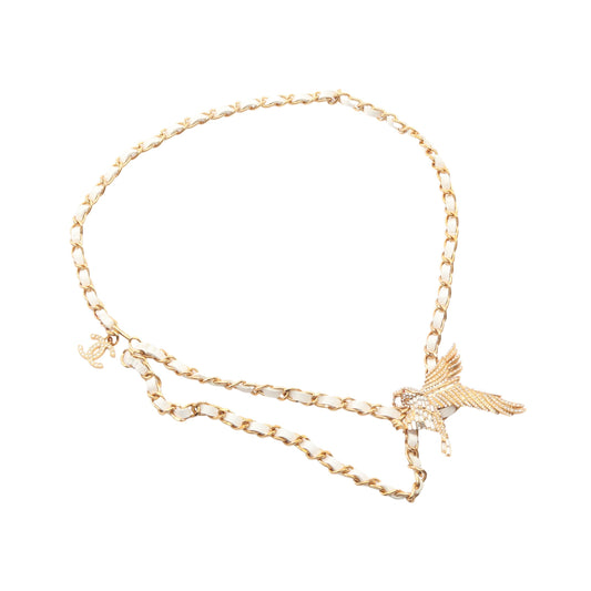 ココマーク イーグル チェーン ベルト GP ラインストーン ゴールド ホワイト クリア 01P シャネル