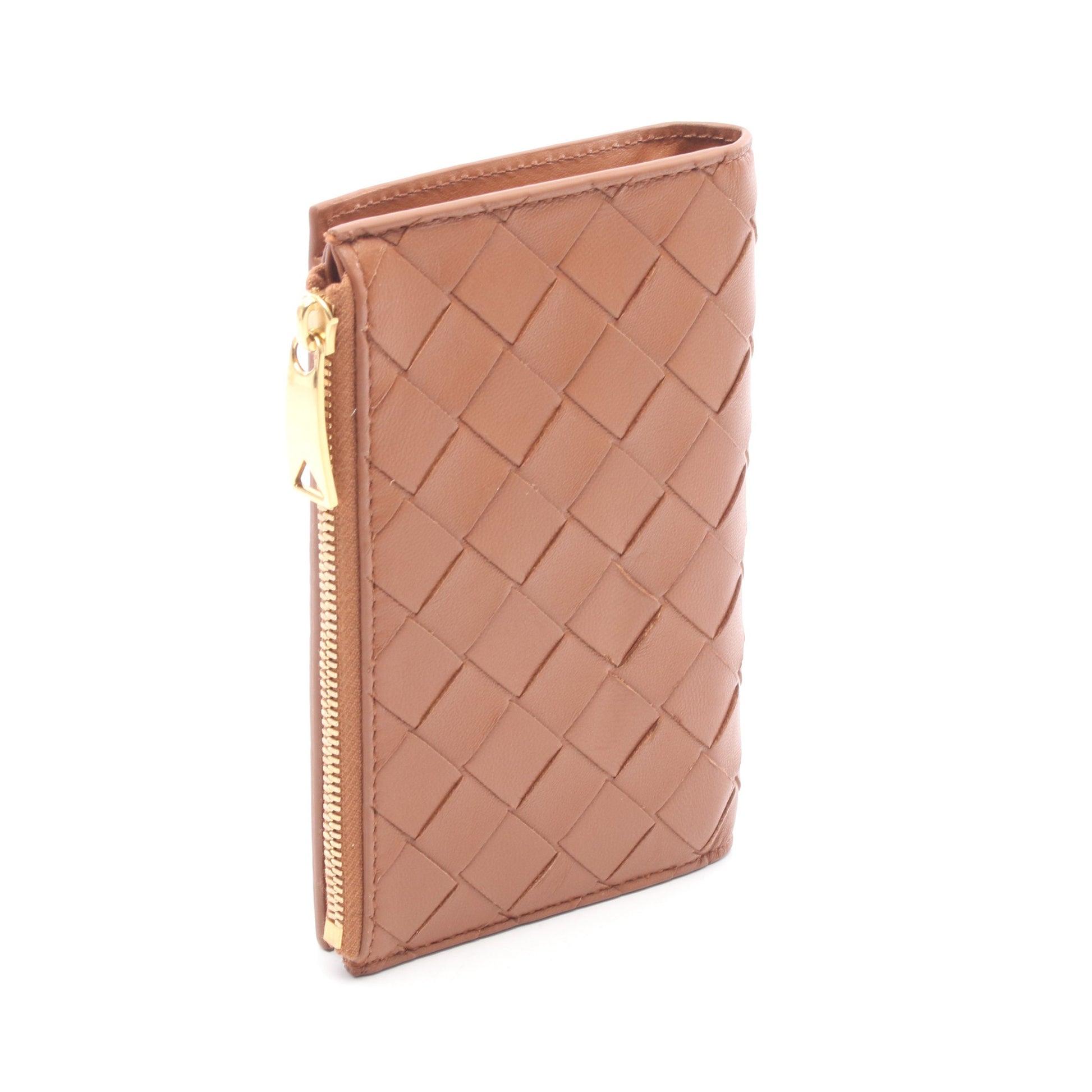 イントレチャート 二つ折り財布 ラムスキン ブラウン ボッテガヴェネタ 財布・小物 BOTTEGA VENETA
