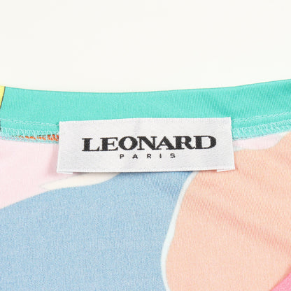 総柄 半袖 カットソー ナイロン マルチカラー レオナール トップス LEONARD