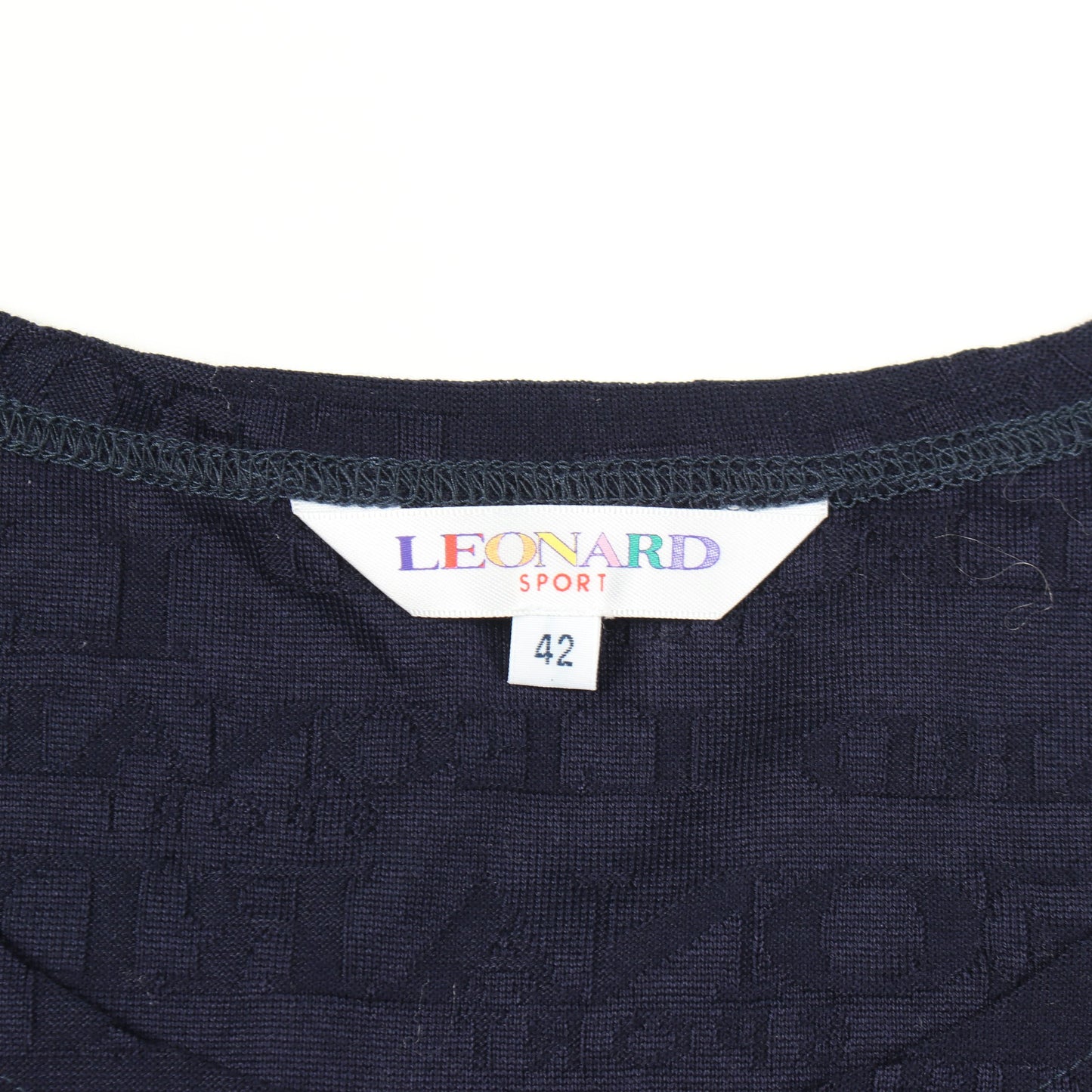 ロゴ総柄 ラインストーン 半袖Tシャツ コットン ネイビー レオナールスポーツ トップス LEONARD SPORT