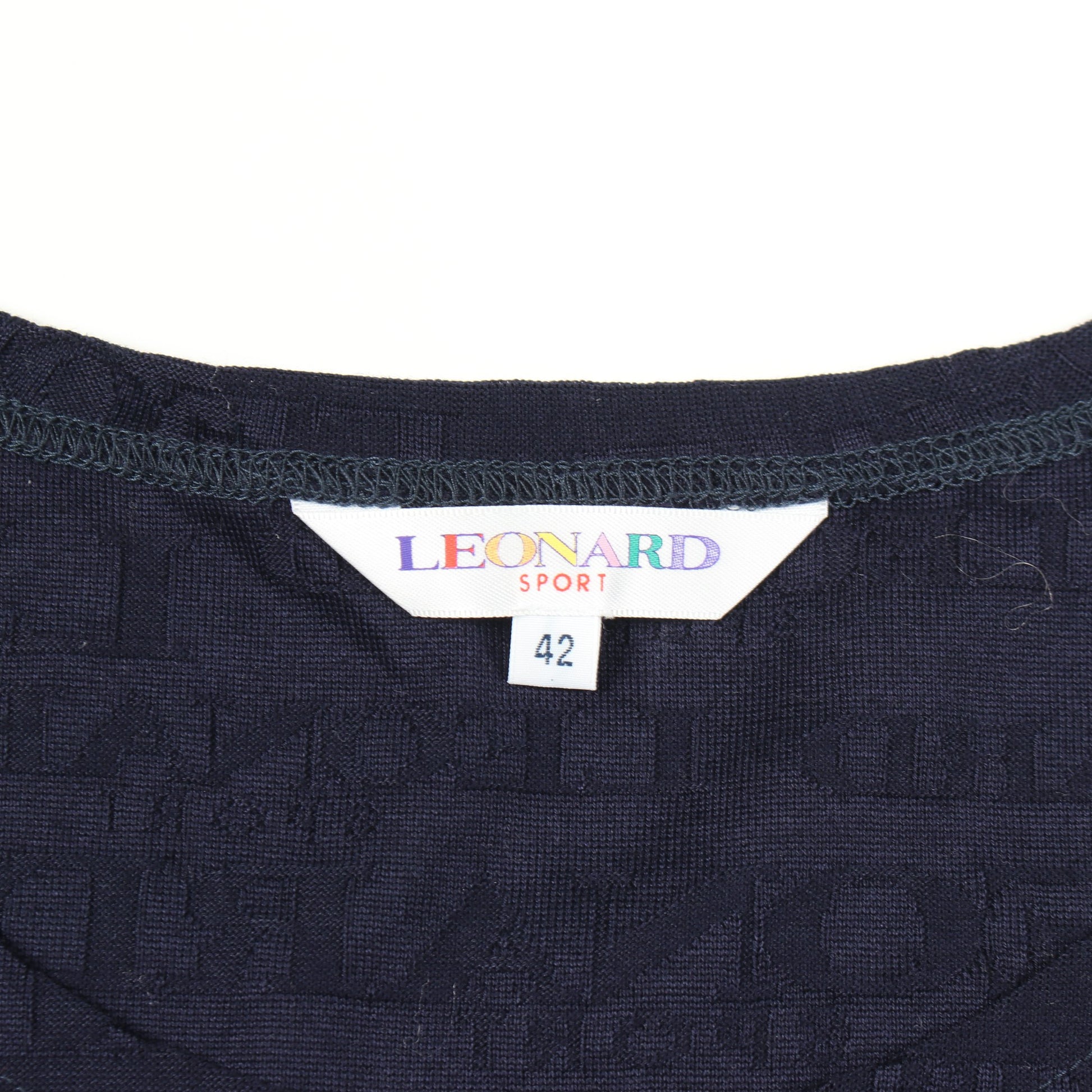 ロゴ総柄 ラインストーン 半袖Tシャツ コットン ネイビー レオナールスポーツ トップス LEONARD SPORT