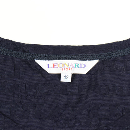 ロゴ総柄 ラインストーン 半袖Tシャツ コットン ネイビー レオナールスポーツ トップス LEONARD SPORT